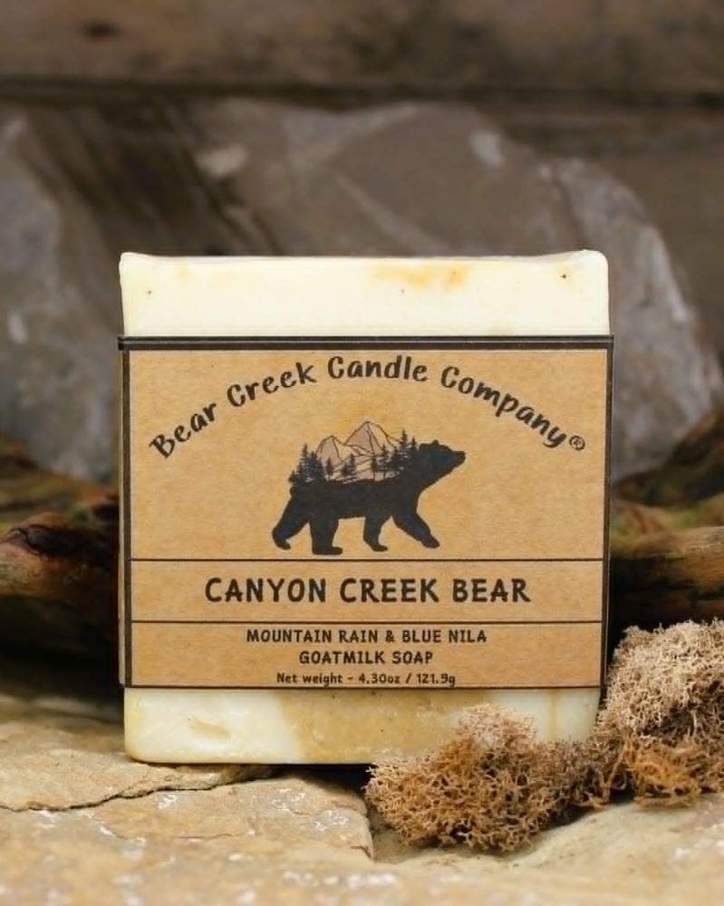 Canyon Creek Bear mountain rain and blue nila goat milk soap