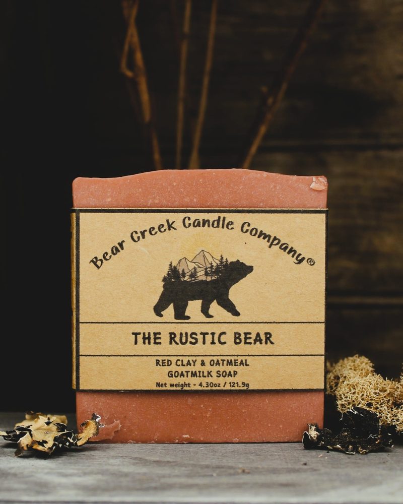 The Rustic Bear red clay and oatmeal goat milk soap